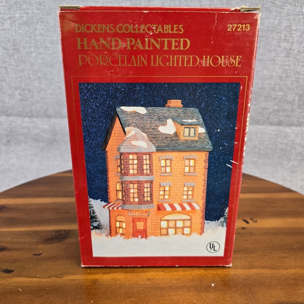 Dickens Collectables Hand Painted Porcelain Lighted House Village Toy Shop - Picture 6 of 7